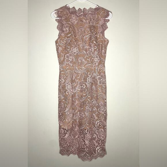 Dress The Population Cardea Guipure Lace Dress in Dusty Rose Pink Size S - Picture 2 of 6